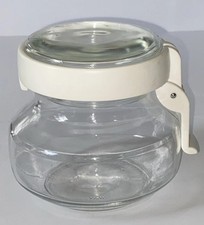 Bormioli Rocco Italy ~ Clear Glass Jar w/Plastic Gass Snap On Lid Gasket ~ 4.5"