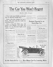 1913 Ad 10 34 X 14 Inches Reo The Fifth Left Side Drive Electric Lights