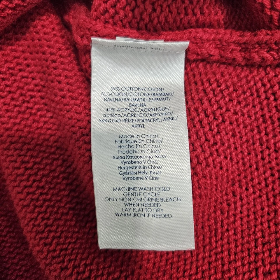 Suéter Chaps Mujer L Navidad Rojo Geométrico Nórdico Manga Larga Tejido Pullover Foto 4 de 4