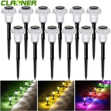 4/8/12PCS Solar Pathway Lights LED Outdoor Garden Patio Driveway Stake Post Lamp