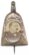1884 Grover Cleveland Campaign Broom Photo Shell Badge