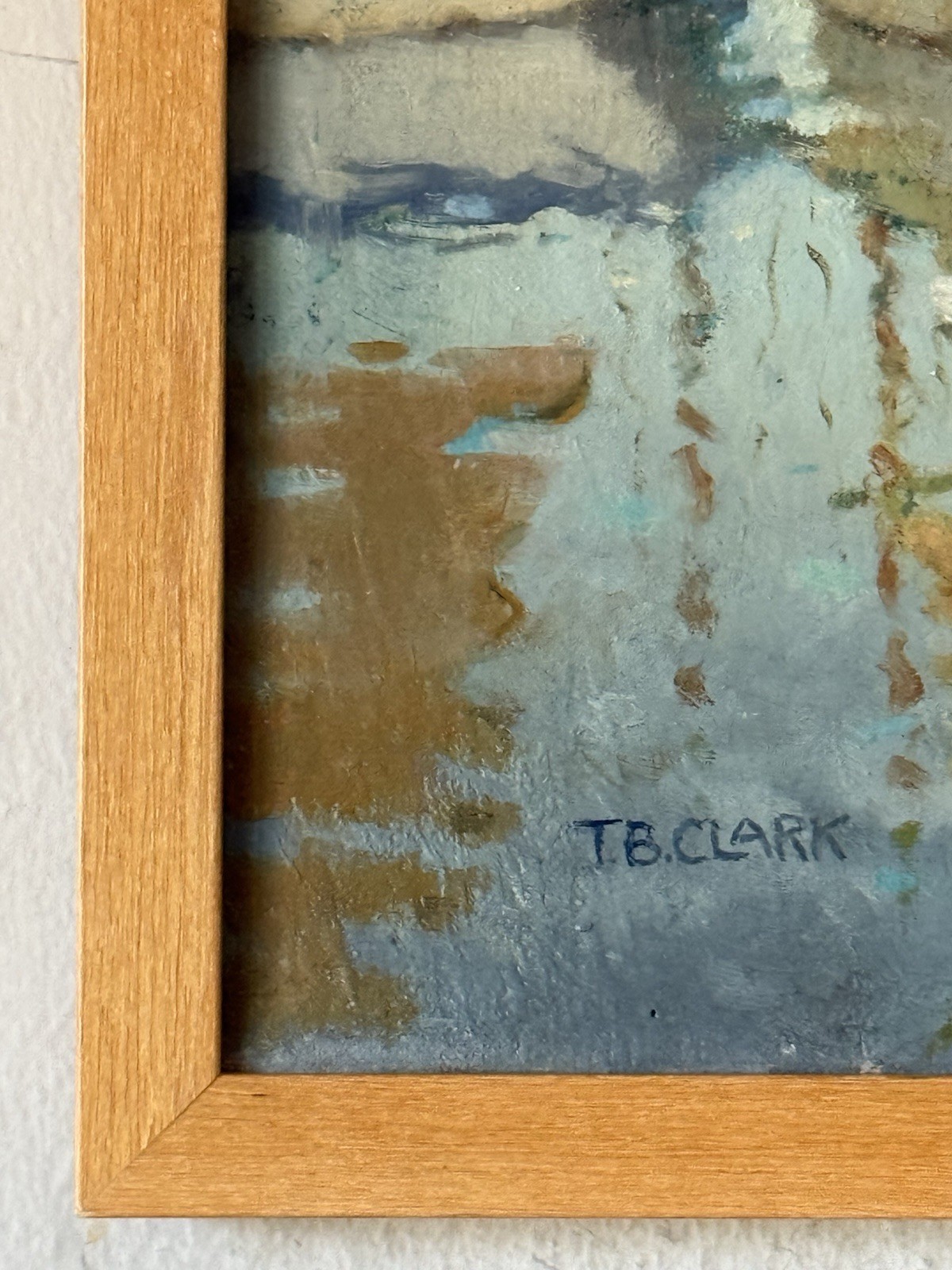 THOMAS CLARK VINTAGE NAUTICAL BOAT SEASCAPE LANDSCAPE OIL PAINTING OLD UK WPA 50