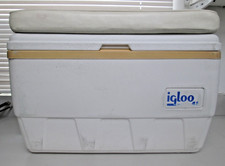RARE VINTAGE IGLOO 48QT MARINE SERIES COOLER WITH CUSHIONED TOP LID