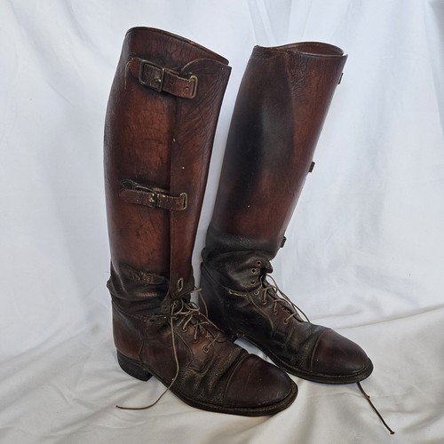 Antique British WWI Officer's  Leather Trench Boots Riding Boots
