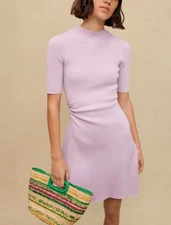 NWT $295 maje Parma Cutout Ribbed-knit Mini Dress FR 40/L