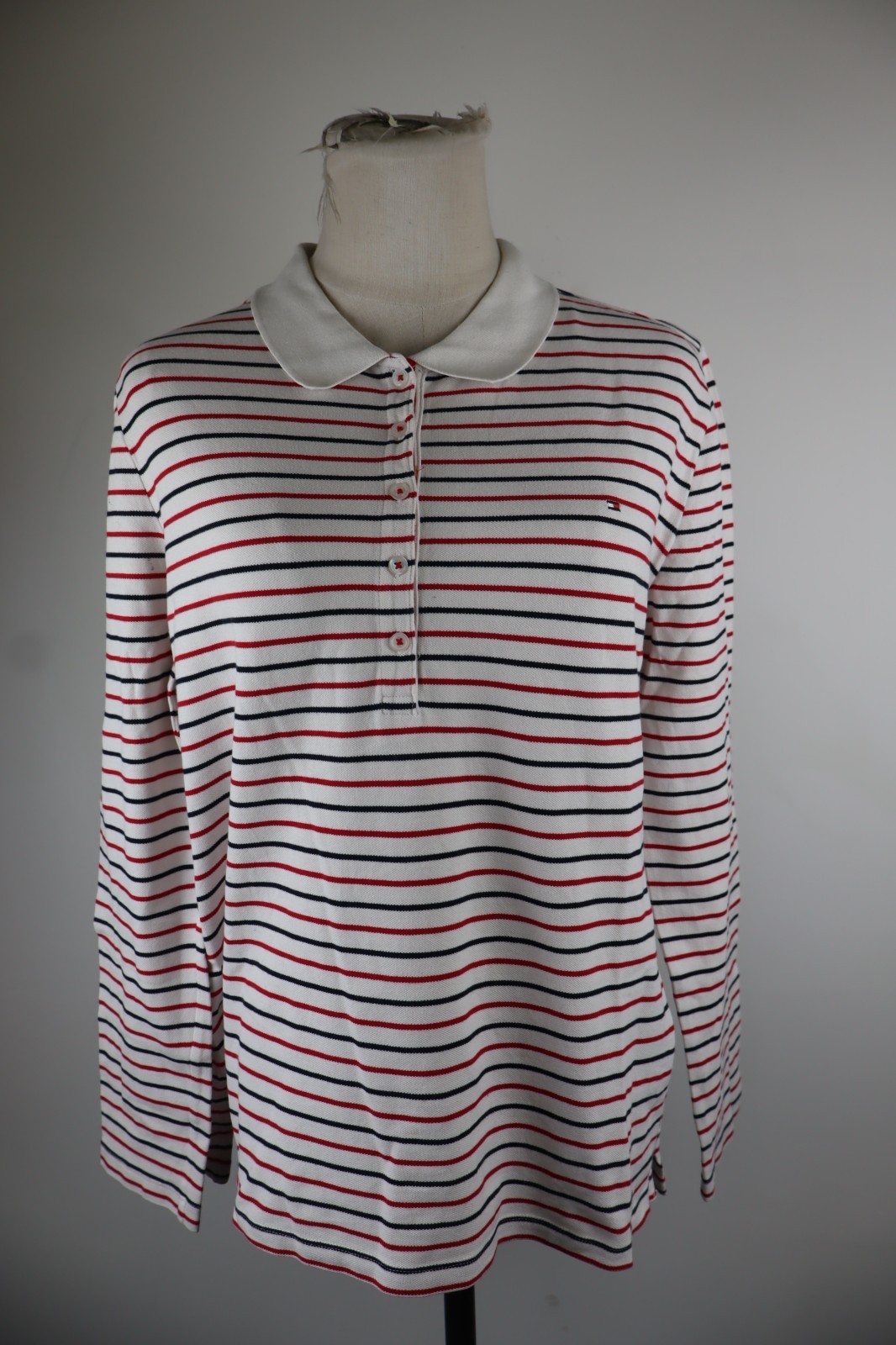 Tommy Hilfiger Women Cotton Polo Shirt L Yellow Short Sleeve Casual Vintage Logo