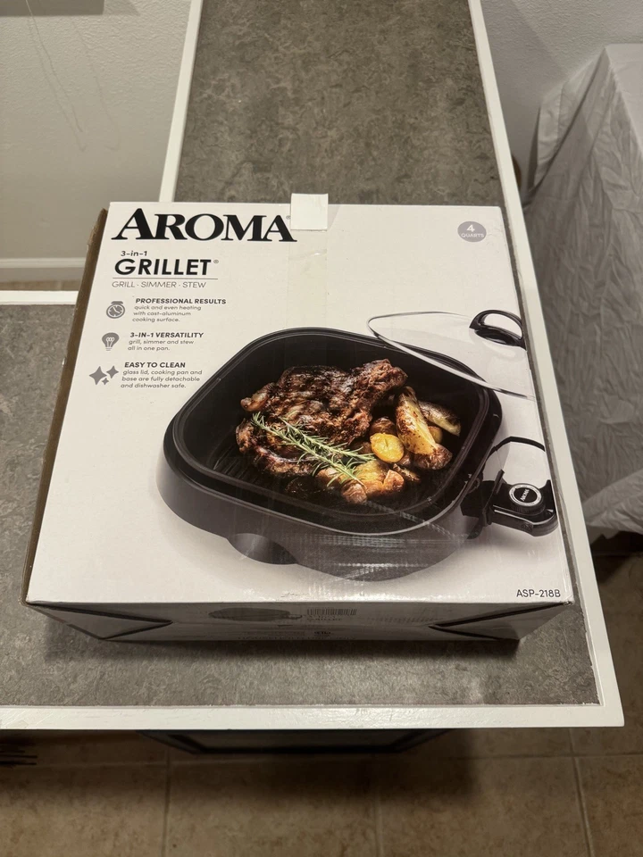 Parrilla Aroma 3 en 1 ASP-218B 4 cuartos nueva Foto 2 de 2