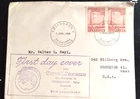 DENMARK RADIO TOWERS #B21 SEMI-POSTAL PAIR FDC 1950 TO USA