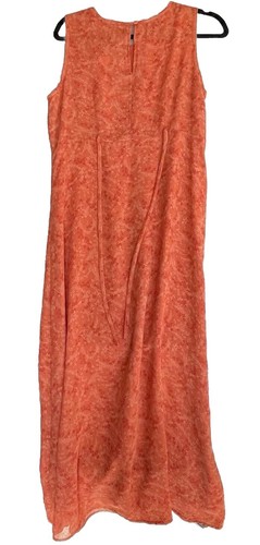 NY & Co Dress Womens Size 8 Orange Floral Maxi Slip Cottagecore Feminine Dainty - Picture 5 of 9