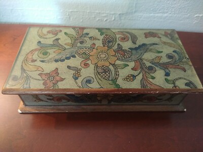 Vintage Reverse Glass Painted Box Trinket Box Handmade 