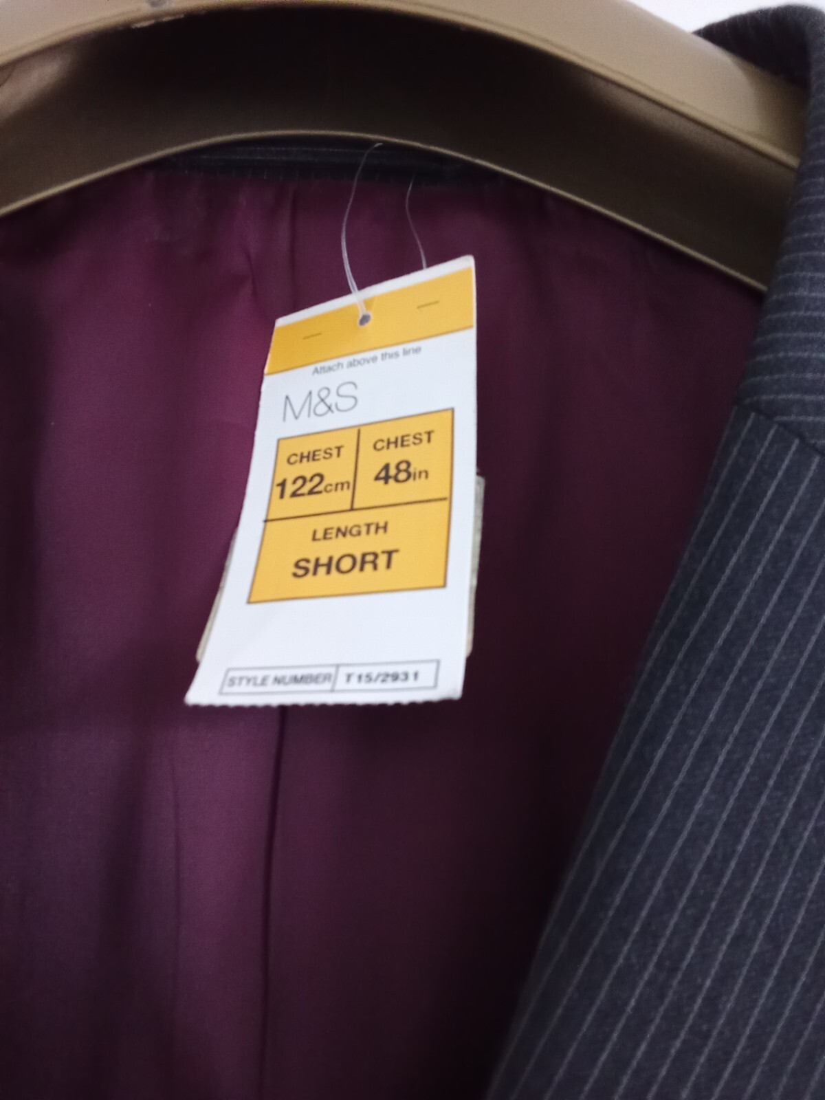 Marks and Spencer Mens Italian Fabric Grey PinStripe Wool Suit Jacket