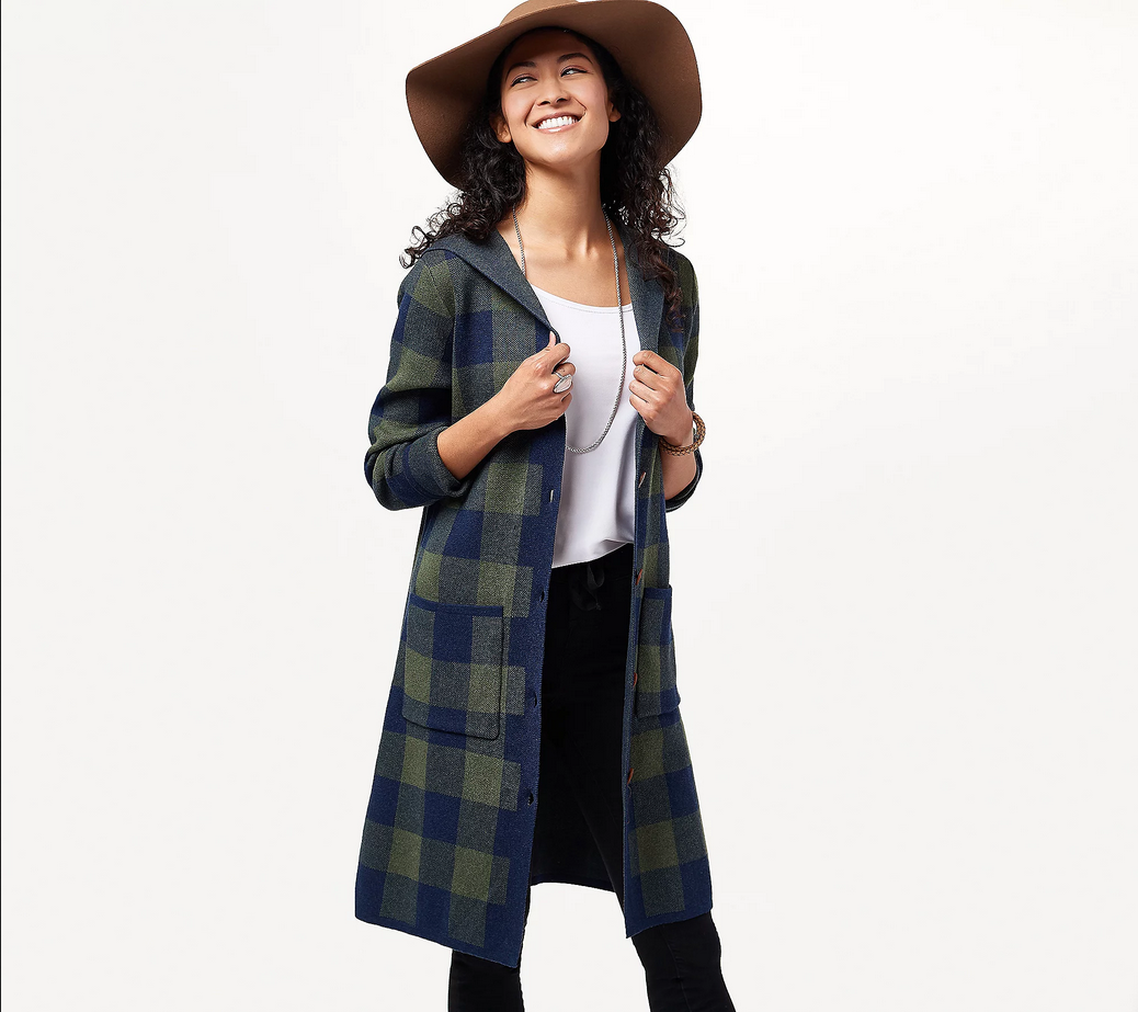 Denim \u0026 Co. Hooded Jacquard Sweater 