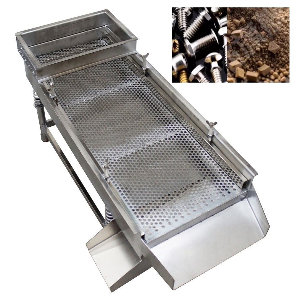 110V 8mm Screen Electric Linear Vibrating Screen Sieving Tool Two Outlet JG30-75