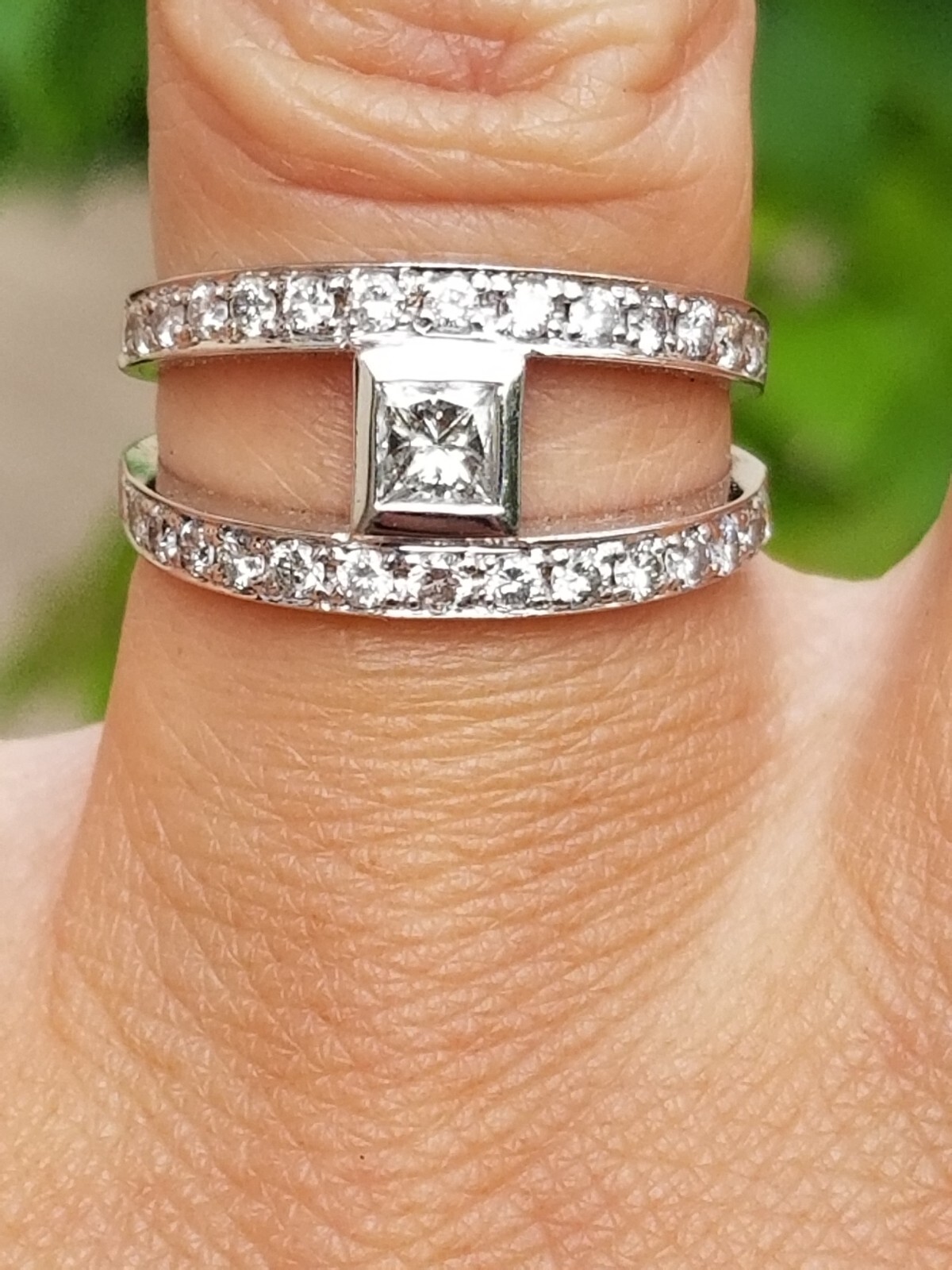 Modern Open Frame Princess Solitaire Diamond 14k … - image 11