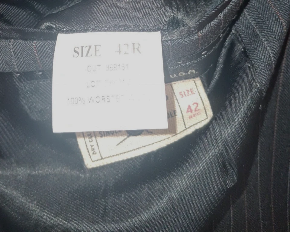 Traje JOHN VARVATOS Sullivan para hombre 42R 35x32,5 lana peinada espiga y rayas Foto 4 de 4