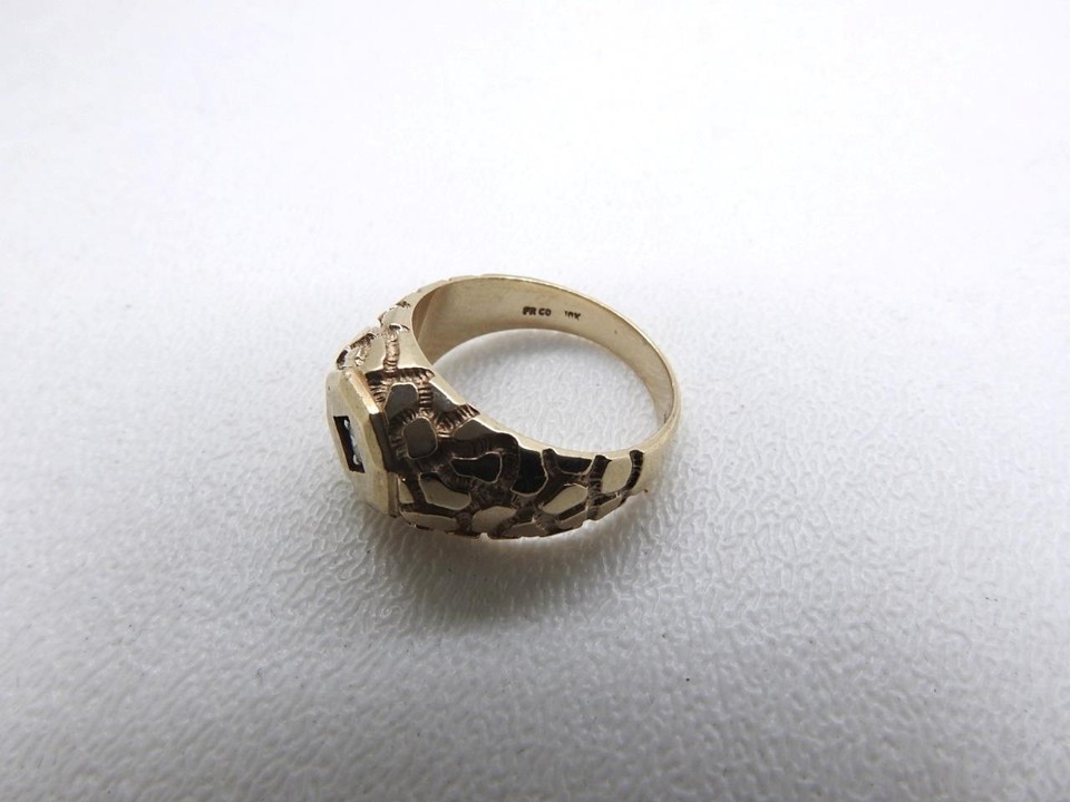 Men's Royal Flush Poker Ring - 10k Yellow Gold Lucky Nugget Band With Hearts Hand | Casino Gambling Jewelry Gift