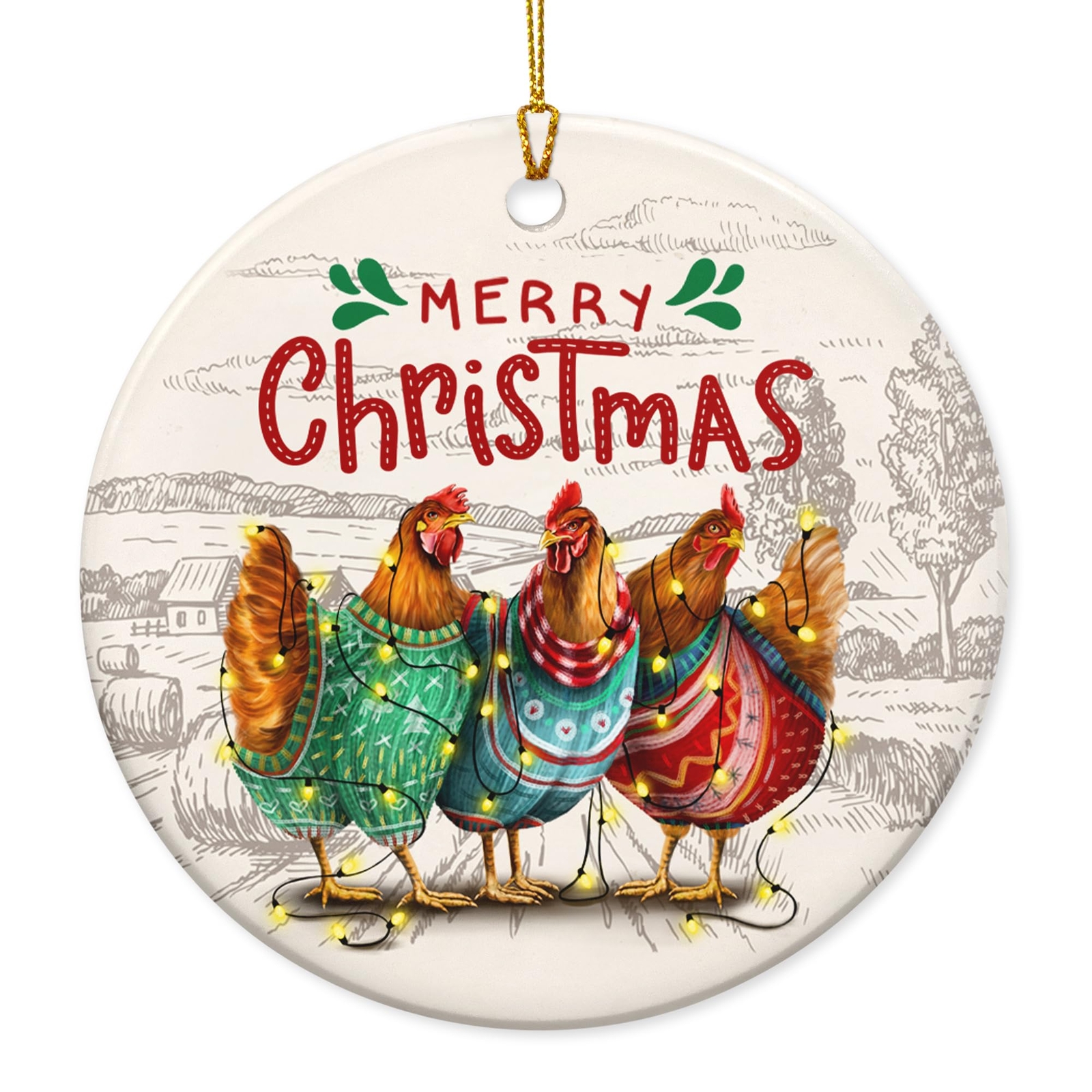 OASSIE Rooster Decor, Christmas Ornaments 2024 - Christmas Rustic Farmhouse D...