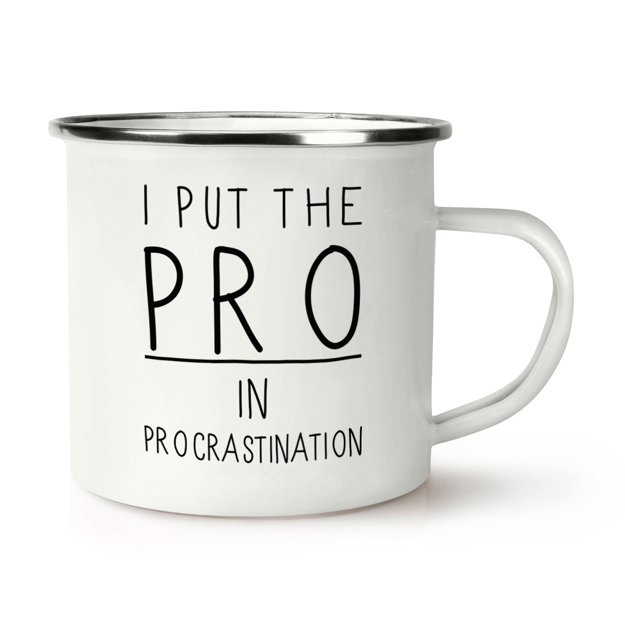 I Put The Pro In Procrastination Retro Enamel Mug Cup - Funny Lazy