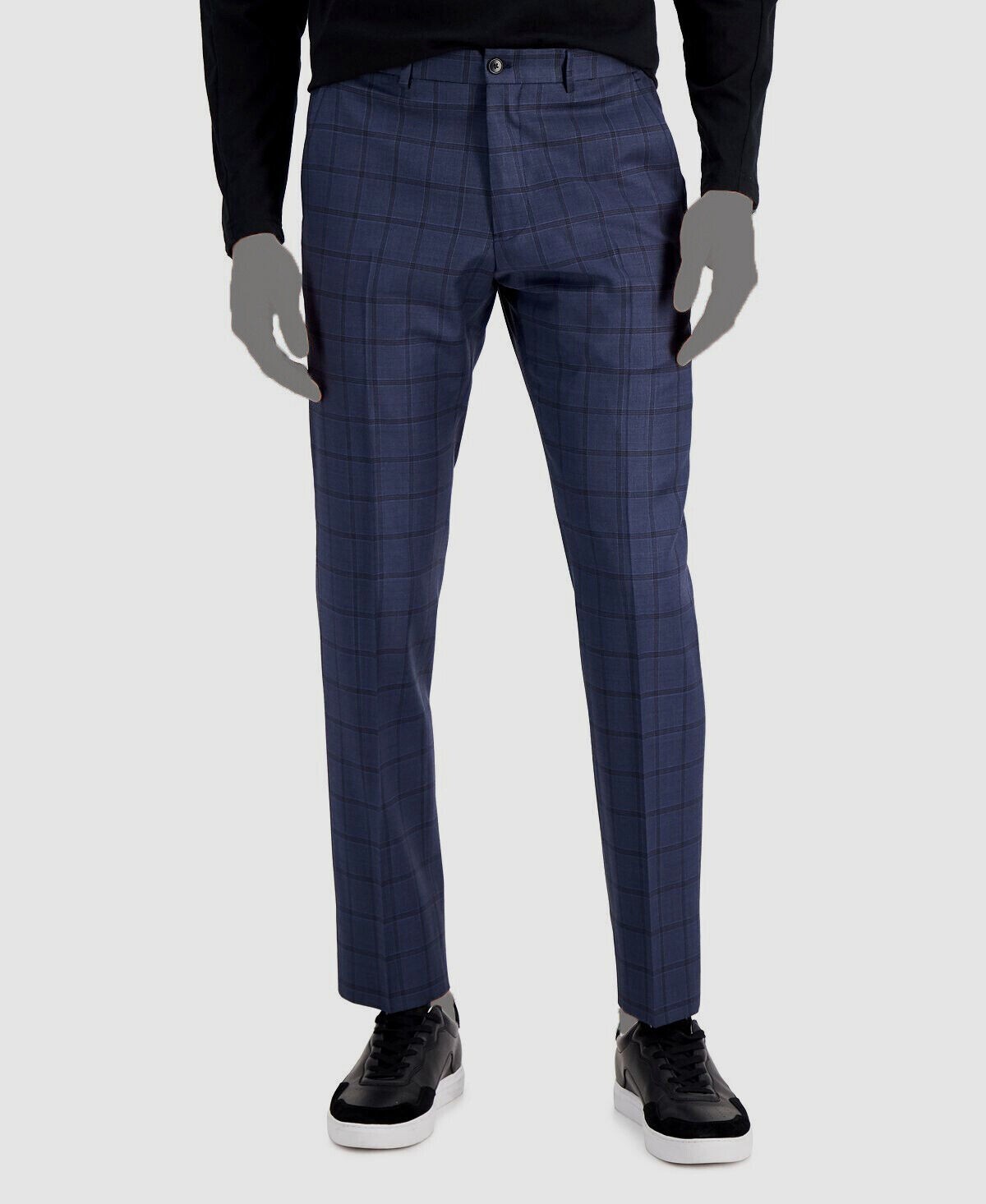 220 ARMANI EXCHANGE Men's 34x36 Blue Slim Fit Plaid Wool Suit Trousers