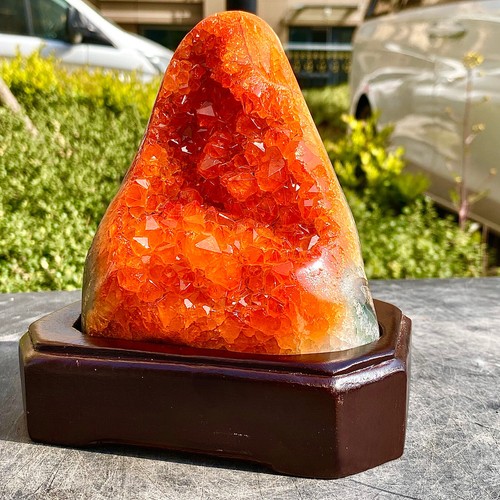 3.39LB Superb Yellow Citrine Crystal Cave Decor Stone Cathedral Geode Specimen