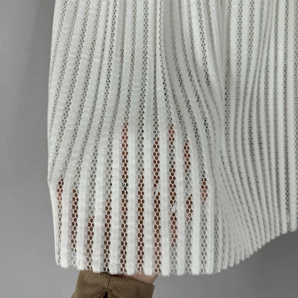 J.O.A. Saia Feminina Grande Branca Malha Listra Crochê Feminina Náutica Costeira - Imagem 2 de 4