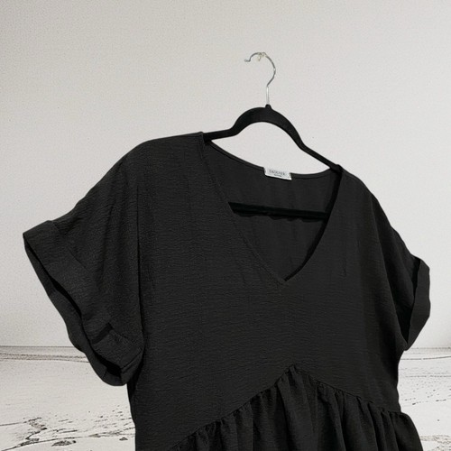Vestido Babydoll Ekouaer Para Mujer Negro Talla Pequeña Ligero Otoño Boho Chic - Imagen 11 de 19
