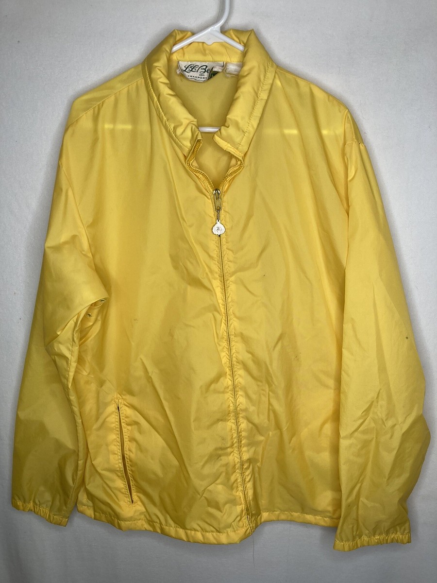 LL Bean Aspen Pack It Nylon Yellow Full Zip Jacket XLarge Hooded 