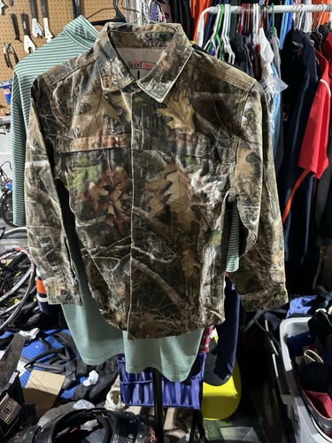 Redhead Silent-Hide Shirt Youth Size L Green Mossy Oak Camouflage Button Up - Picture 3 of 11