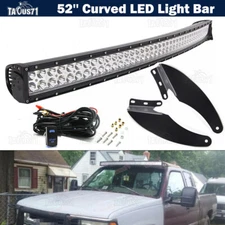52'' Curved Upper Windshield LED Light Bar Bracket Mounts For Chevy GMC 89-98