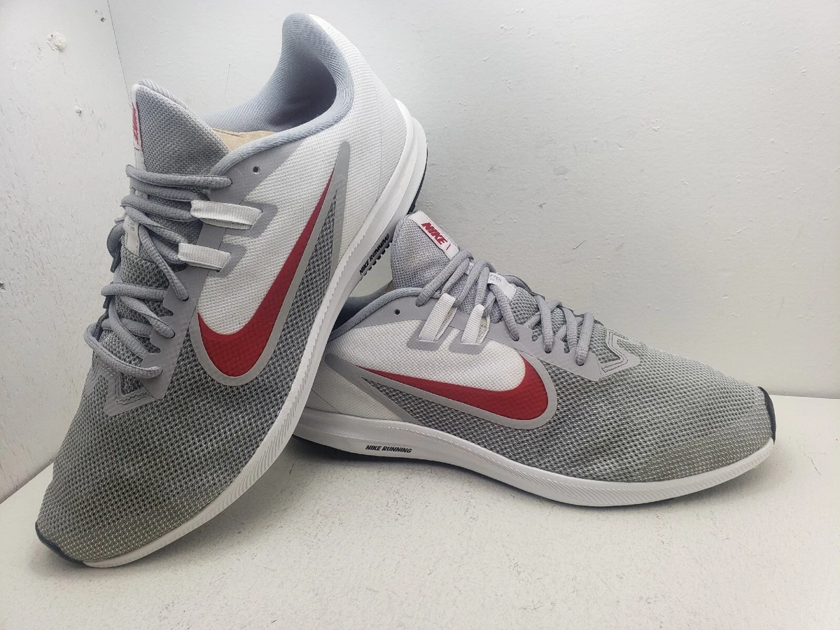 Nike Downshifter 9 Wolf Grey Red White Mens Athletic Shoes Size 12 Athletic Nike Downshifter 9  main image 4