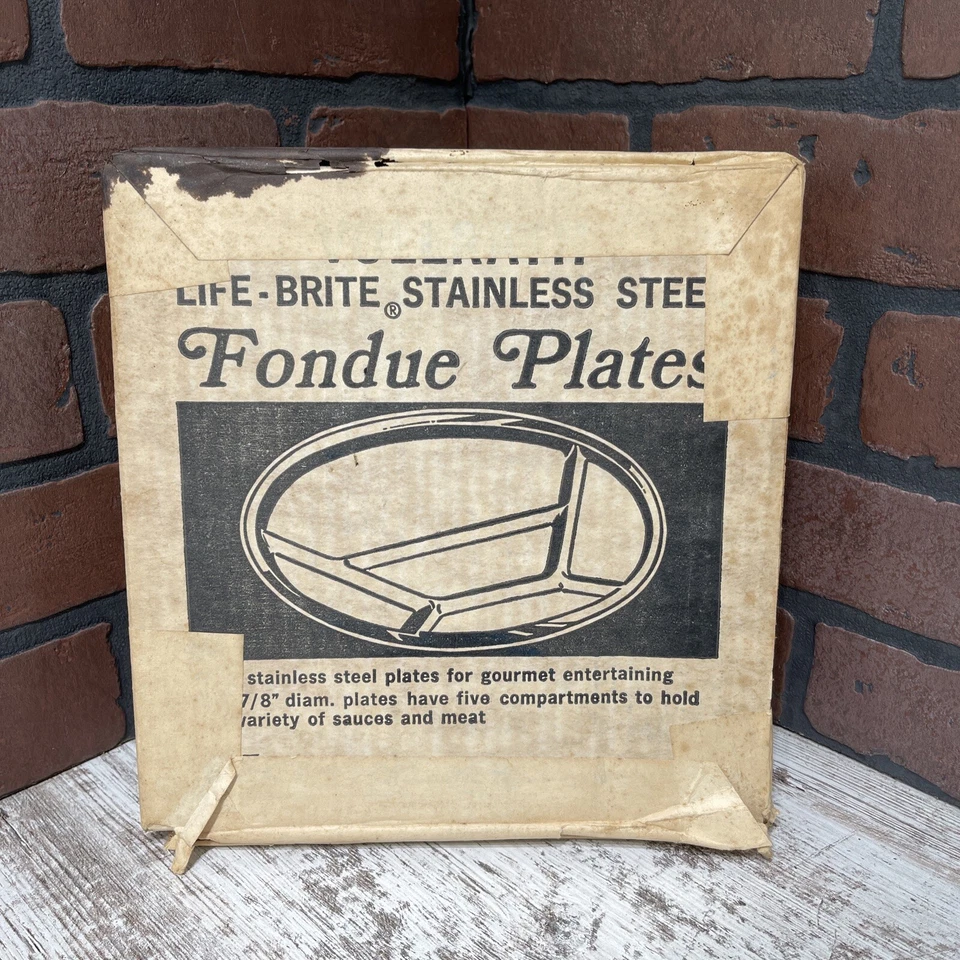 6 Vintage Fondue Plates from Sheboygan, WI Vollrath Life-Brite NEW OLD STOCK! - Image 2 of 4