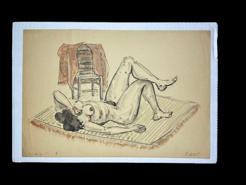 Vintage Watercolor Drawing, Nude Woman “Kelly”, Signed “R. Wright”, New York - Picture 2 of 4