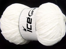 4-Skein Lot Chenille Baby Light Yarn 4x100g White