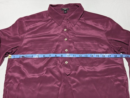 Ann Taylor Pflaume Seide 1/4 geknöpft Seidenbluse Größe Small - Bild 6 von 9