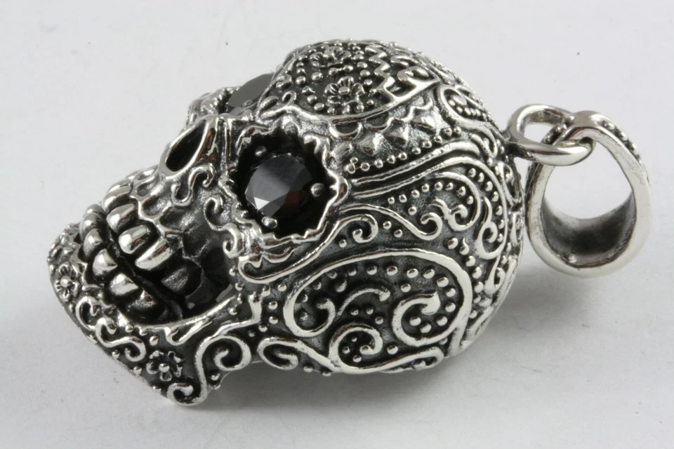 Grande Biker Chopper Teschio Ciondolo IN Argento 925er Argento/214 - Immagine 3 di 4