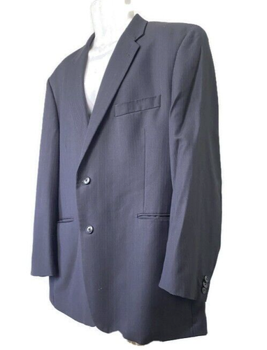 Adolfo International Men 100% Wool Blue Pinstriped Blazer Jacket Size 46R 40W - Picture 3 of 14