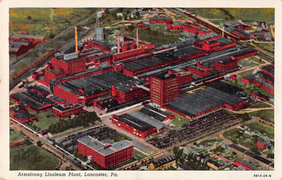 Armstrong Linoleum Plant, Lancaster, Pennsylvania - Old Linen Postcard