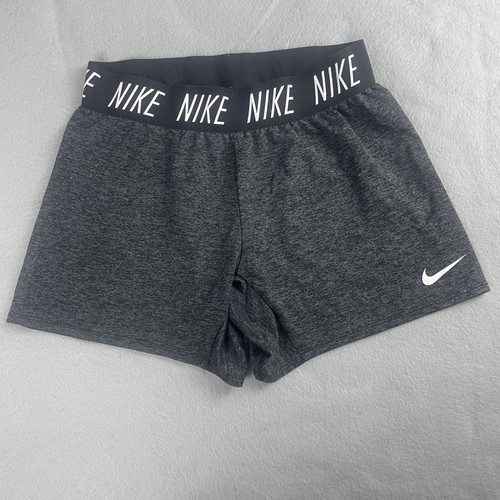 Nike Girls Dri-Fit Training Shorts XL Youth Gray Black White Summer Gym Sporty