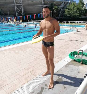 COSTUME UOMO PISCINA SWIMFORCE A VITA ALTA STAMPA FLUO NUOTO