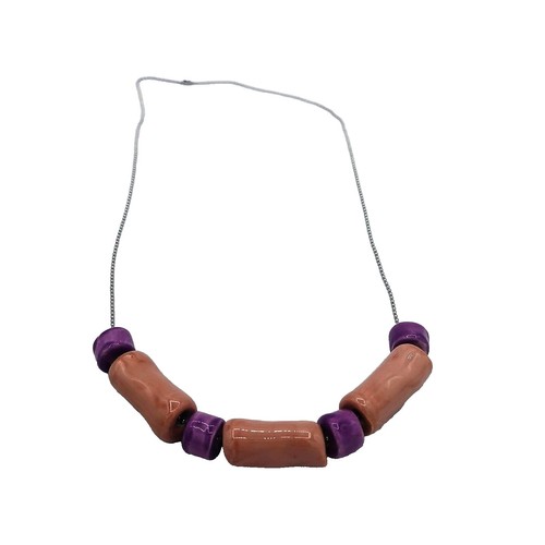 Pendentif Vintage Saglio Aïva - Céramique émaillée Multicolore - Feuille - Italie Années 1960