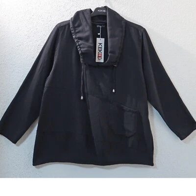 KEKOO süßes Tunika Long-Shirt Bluse (2) 44-46 Baby-Cord Tasche schwarz - Bild 1 von 4