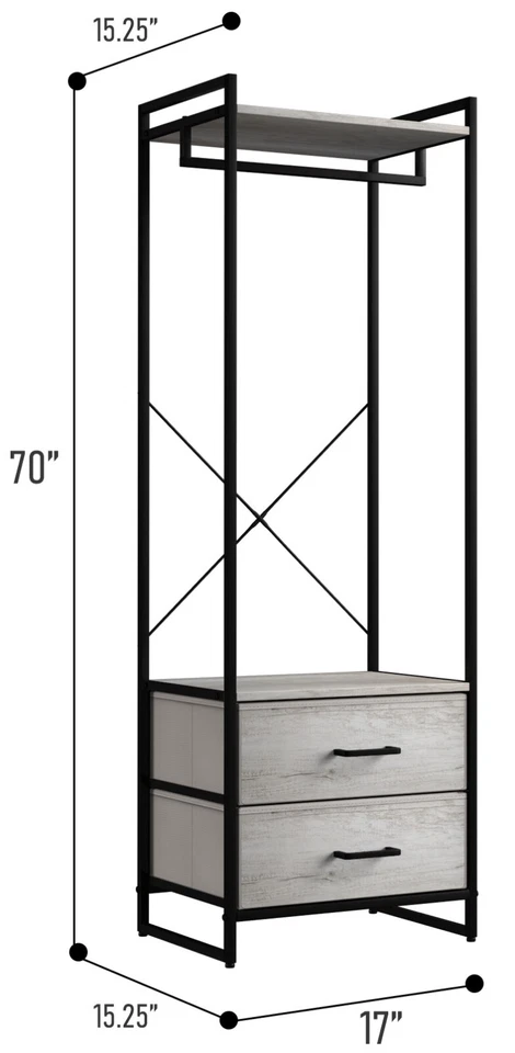 Sorbus Perchero Colgante Ropa con 2 Cajones de Madera Sintética y 2 Estantes (Beige) Foto 2 de 4