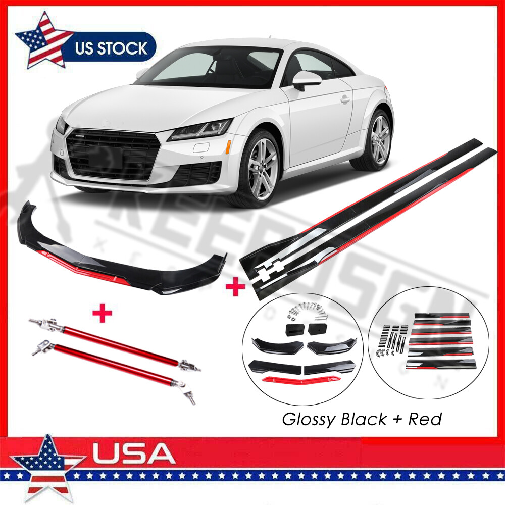 Glossy Front Bumper Lip Splitter Side Skirts Body Kit for Audi TT