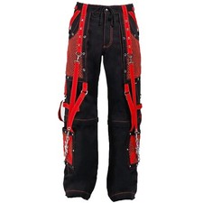Black Red Jeans Extreme Bondage Rocker Cyber Gothic Steampunk Pant Trip