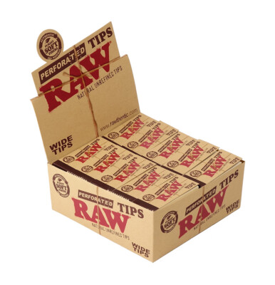 2 Boxen (100x) RAW Wide breite Tips King Size perforiert ungebleicht