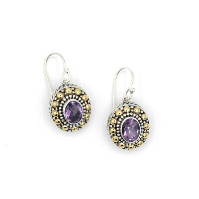 Samuel B Benham St Silber/18K Perlen Amethyst Fiona balinesische Ohrhänger