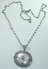 Statement  PYRITE MARCASITE Bridal Mother of Pearl NECKLACE STERLING SILVER