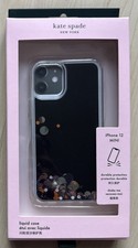 Mini custodia iPhone 12 Kate Spade New York nera glitter liquido
