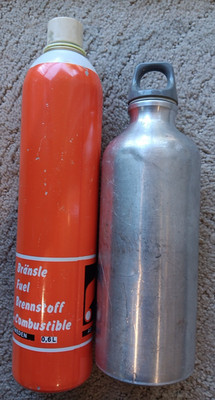 2 Vintage Stove Fuel Bottles, One For AB Optimus Sweden Camp Stove and One SIGG