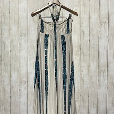 Venus Womens Beaded Halter Maxi Dress Turquoise White Floral Geometric Size M